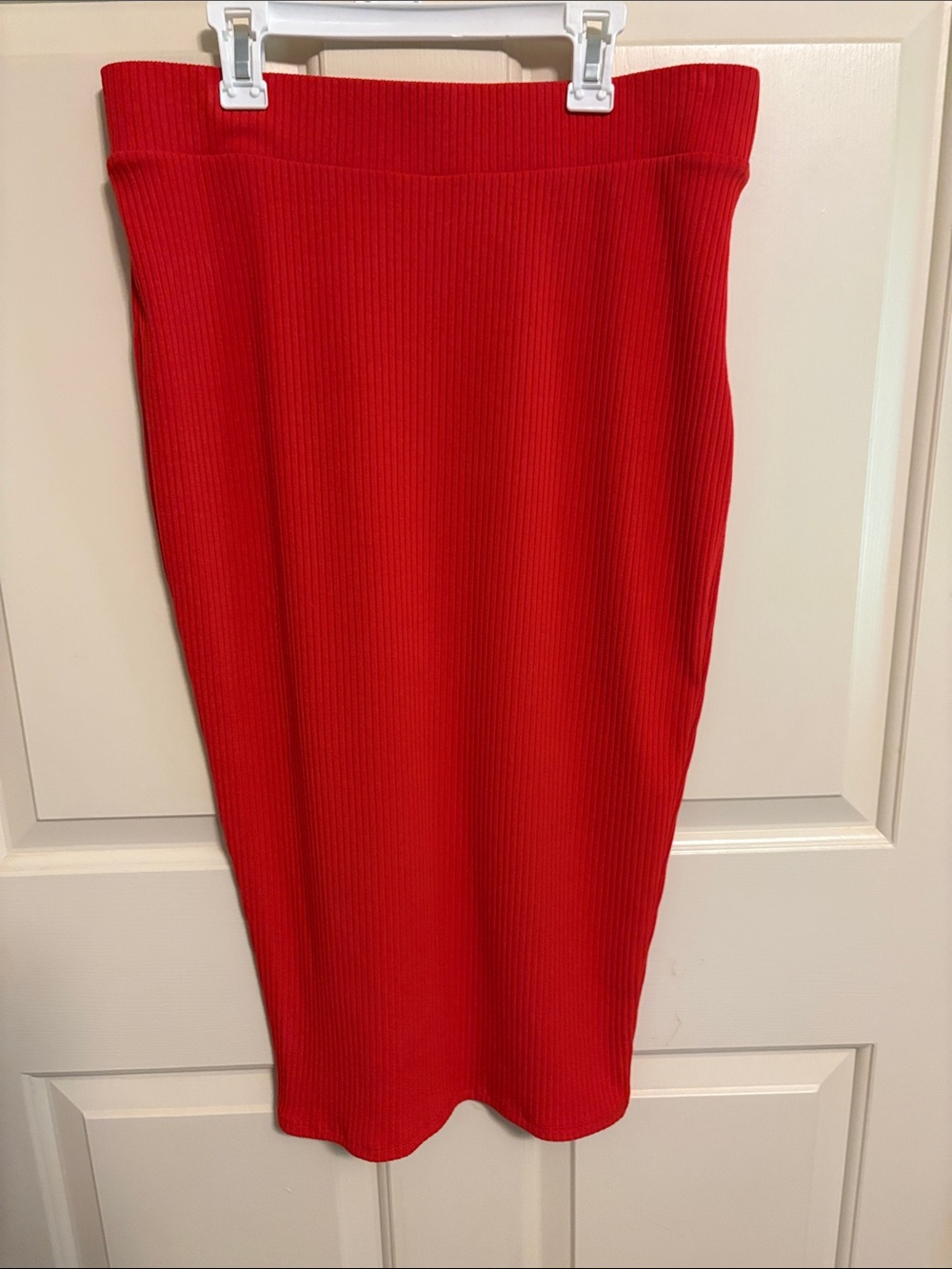 Bar III Red Ribbed Pencil Skirt